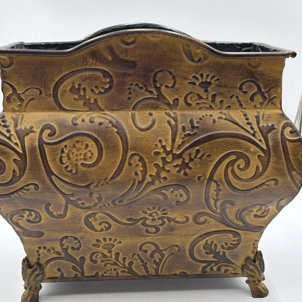 Vintage Ornate Tuscan Style Cachepot/Planter Mustard Gold Color French Style